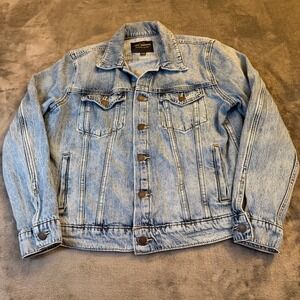 Lucky Brand The Tomboy Trucker Denim Jacket Light Wash Blue Womens Large